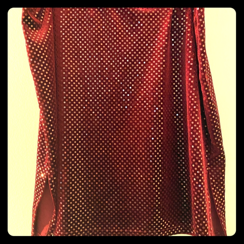Maroon Pencil Skirt with shiny mirrored fabric